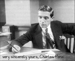 Charles Ponzi writing a check