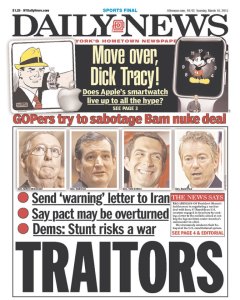 It's a bit much to call it treason, but it was dumb.  And this is a paper that is against negotiating with Iran.